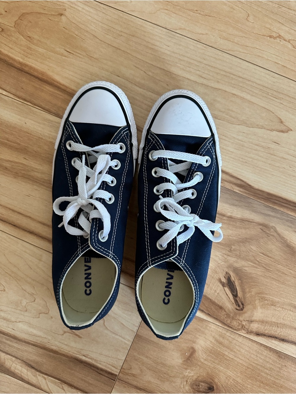 Converse Low Top Canvas Sneakers in Navy and White